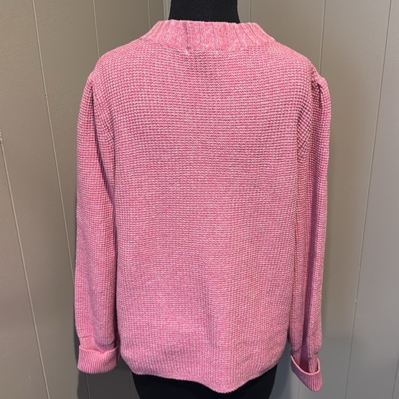 Nic+Zoe heather pink/white (orchid petal) waffle knit mock turtleneck sweater PL - Picture 6 of 9